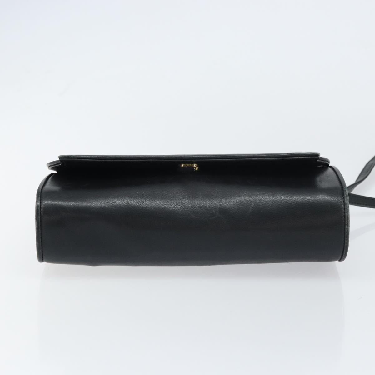 GUCCI Shoulder Bag Leather Black Gold 004 25 0240 Auth 156804