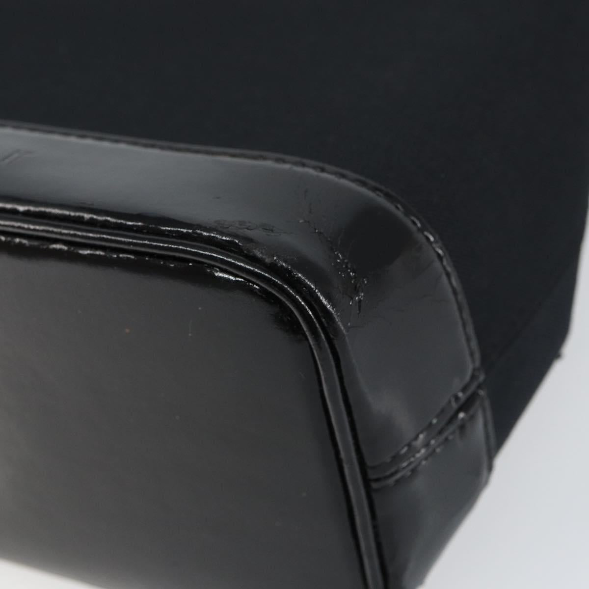SAINT LAURENT Hand Bag Canvas Leather Black Gold Auth 156805