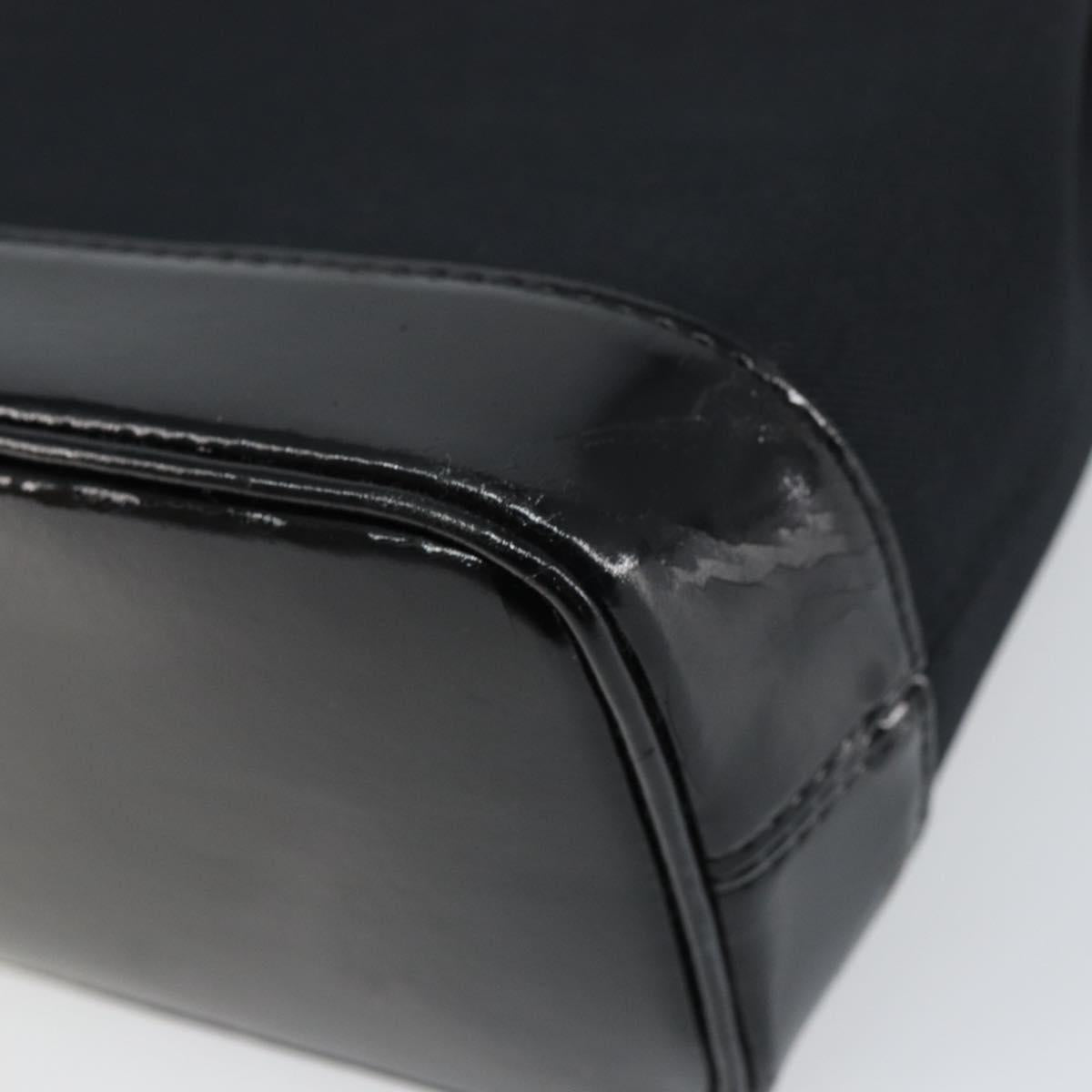 SAINT LAURENT Hand Bag Canvas Leather Black Gold Auth 156805