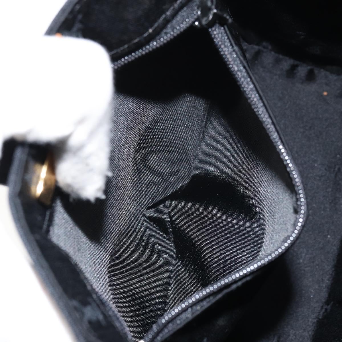 SAINT LAURENT Hand Bag Canvas Leather Black Gold Auth 156805
