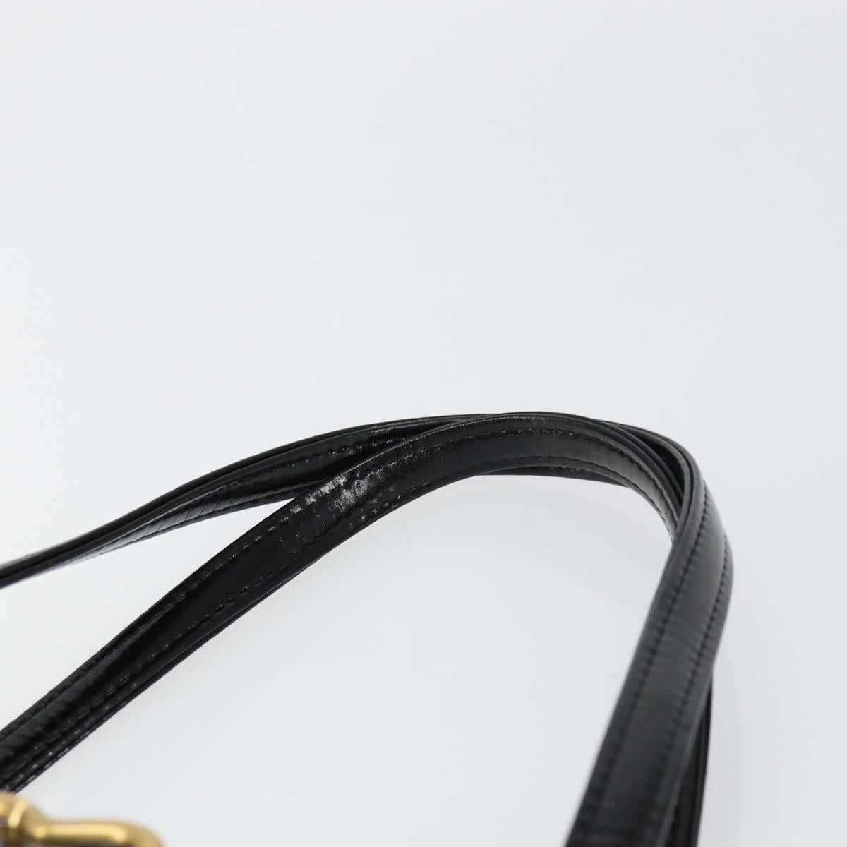 SAINT LAURENT Hand Bag Canvas Leather Black Gold Auth 156805