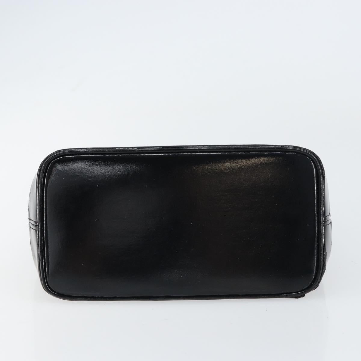 SAINT LAURENT Hand Bag Canvas Leather Black Gold Auth 156805