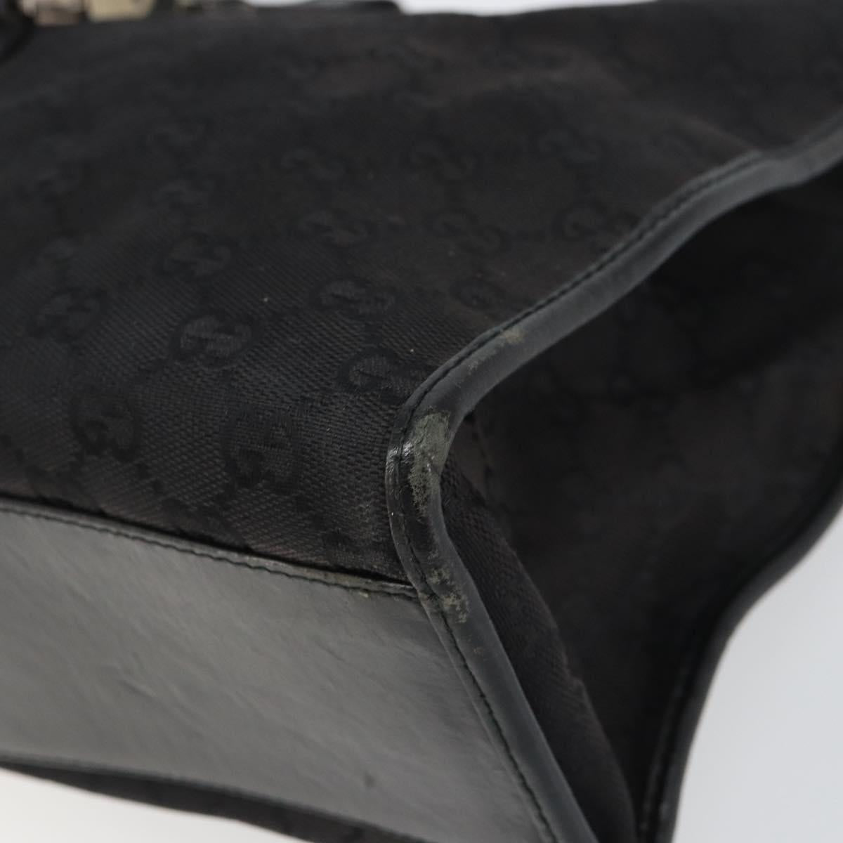 GUCCI GG Canvas Jackie Tote Bag Black Silver 002 1074 2123 Auth 156822