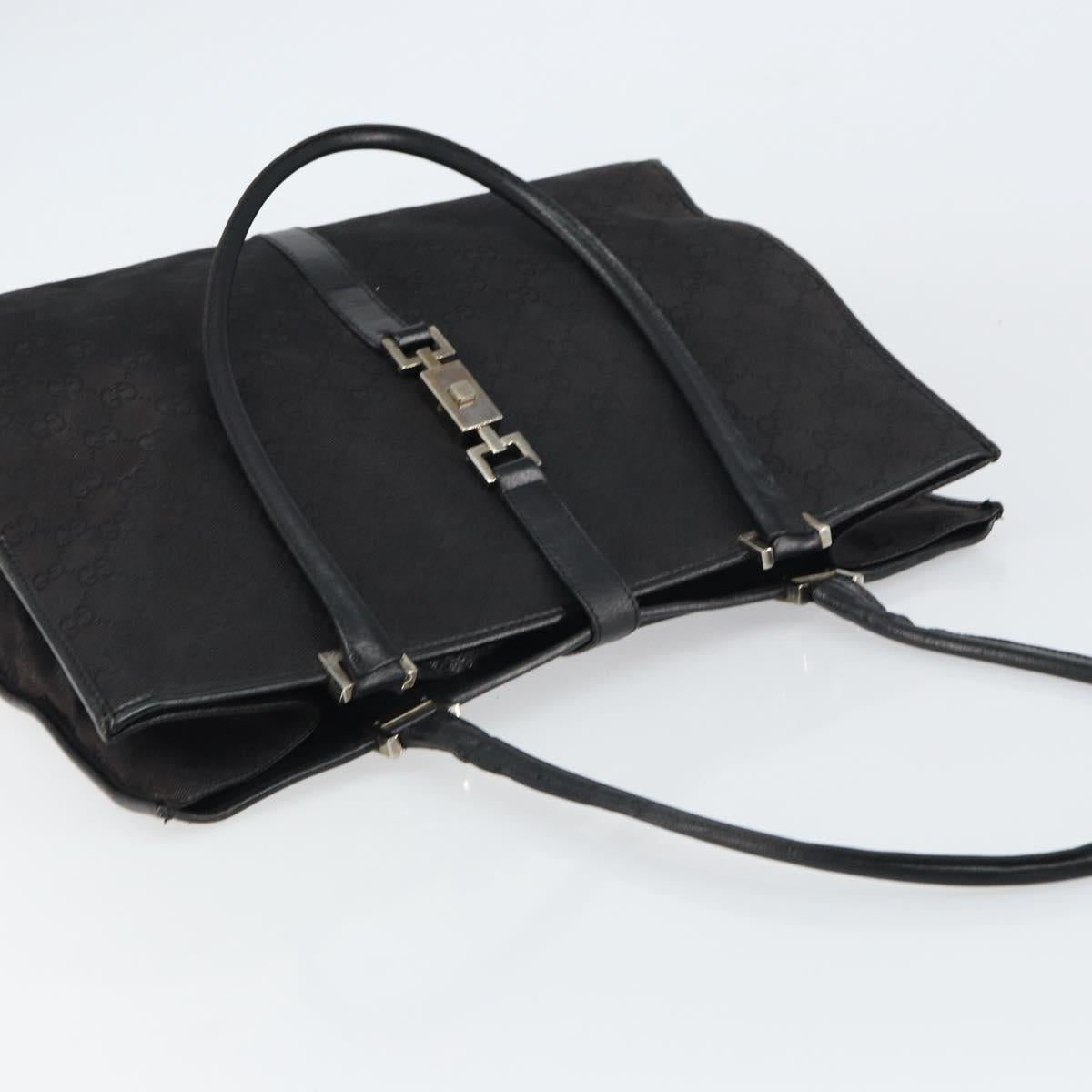 GUCCI GG Canvas Jackie Tote Bag Black Silver 002 1074 2123 Auth 156822