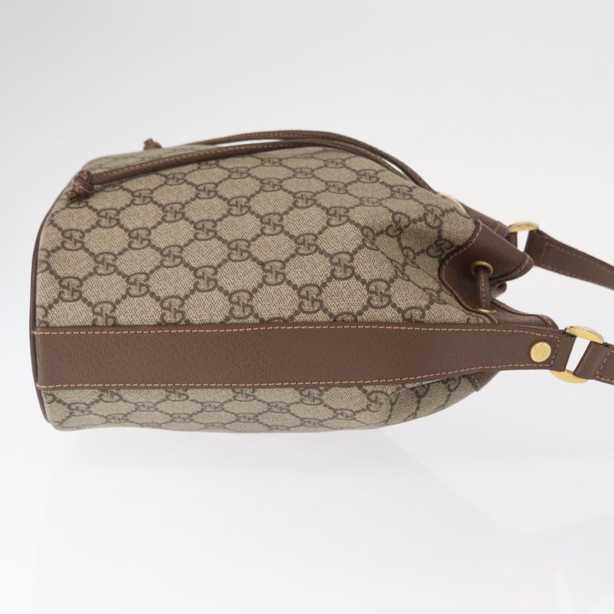 GUCCI GG Supreme Shoulder Bag PVC Beige Gold Auth 156825