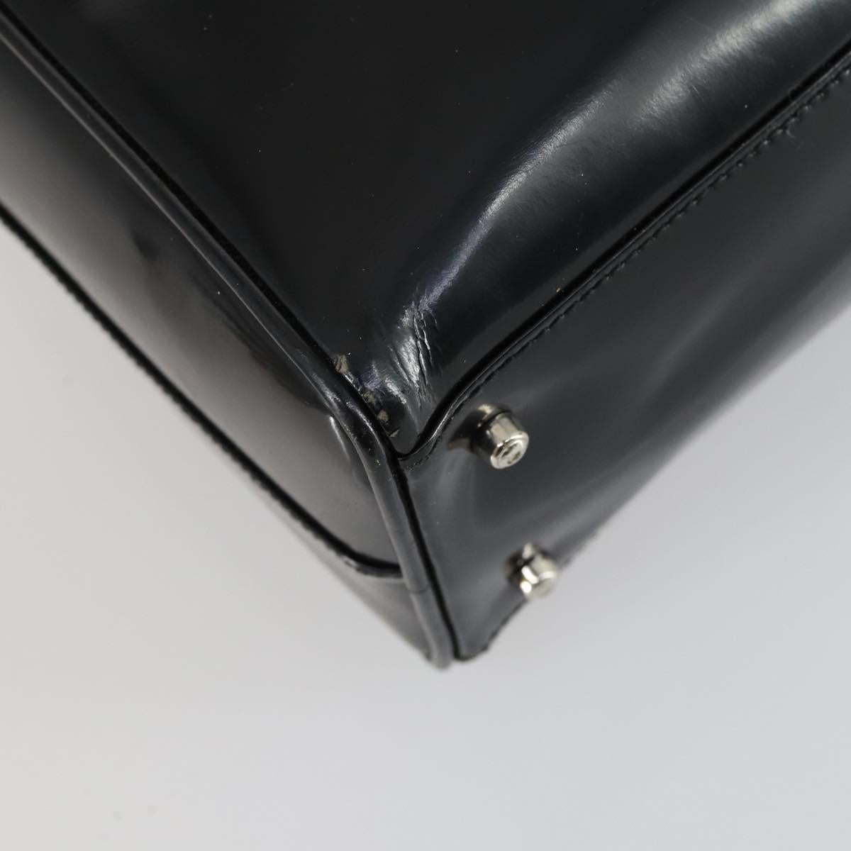 GUCCI Soho Hand Bag Enamel 2way Black Silver 000 1274 0505 Auth 156826