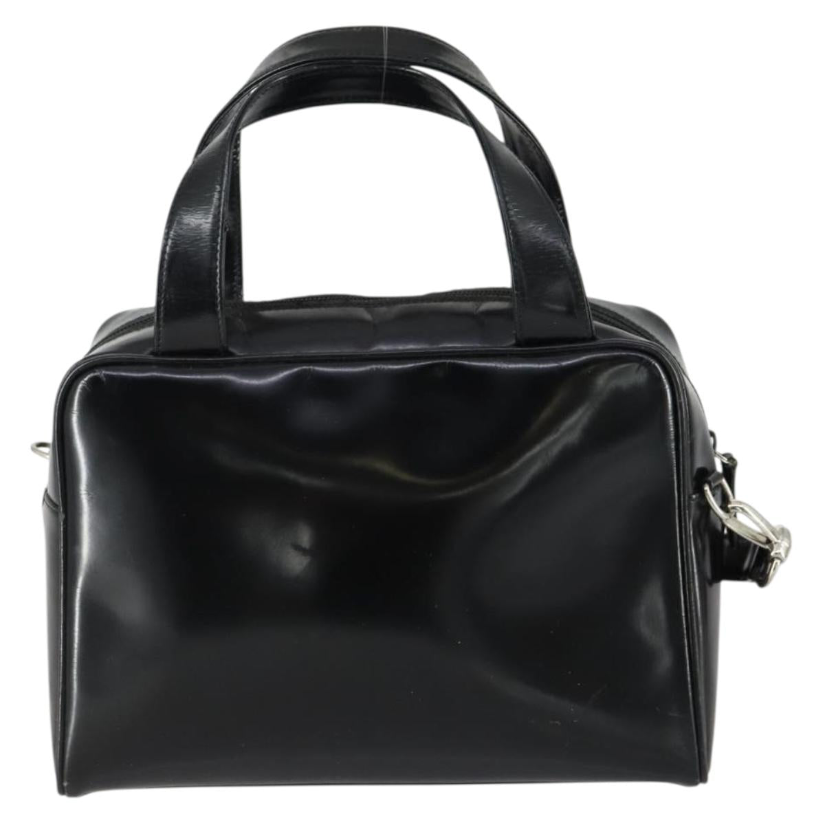 GUCCI Soho Hand Bag Enamel 2way Black Silver 000 1274 0505 Auth 156826