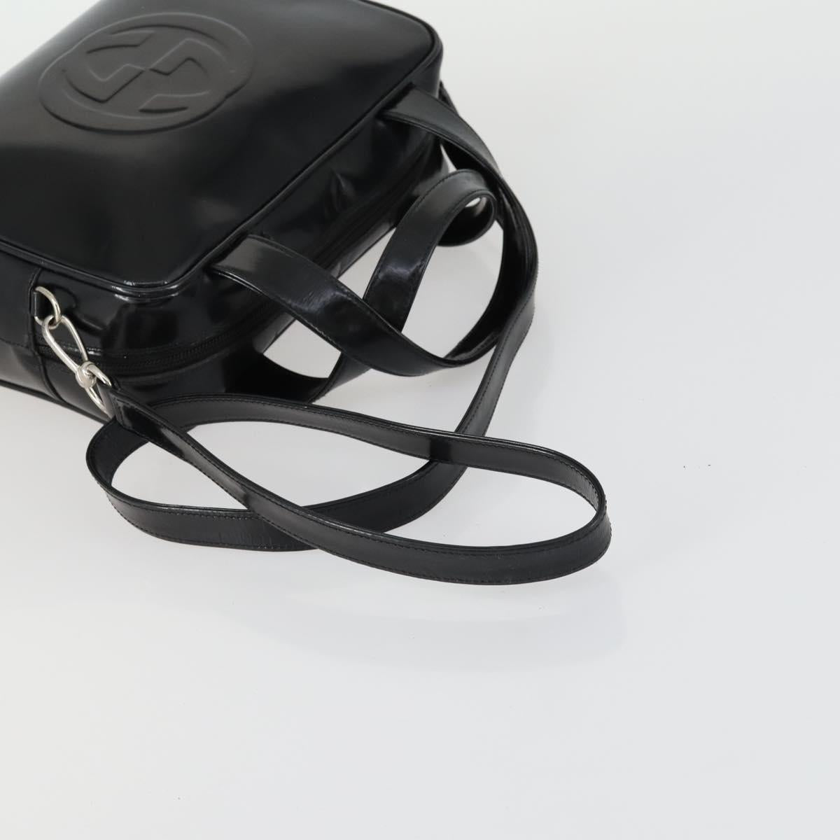 GUCCI Soho Hand Bag Enamel 2way Black Silver 000 1274 0505 Auth 156826