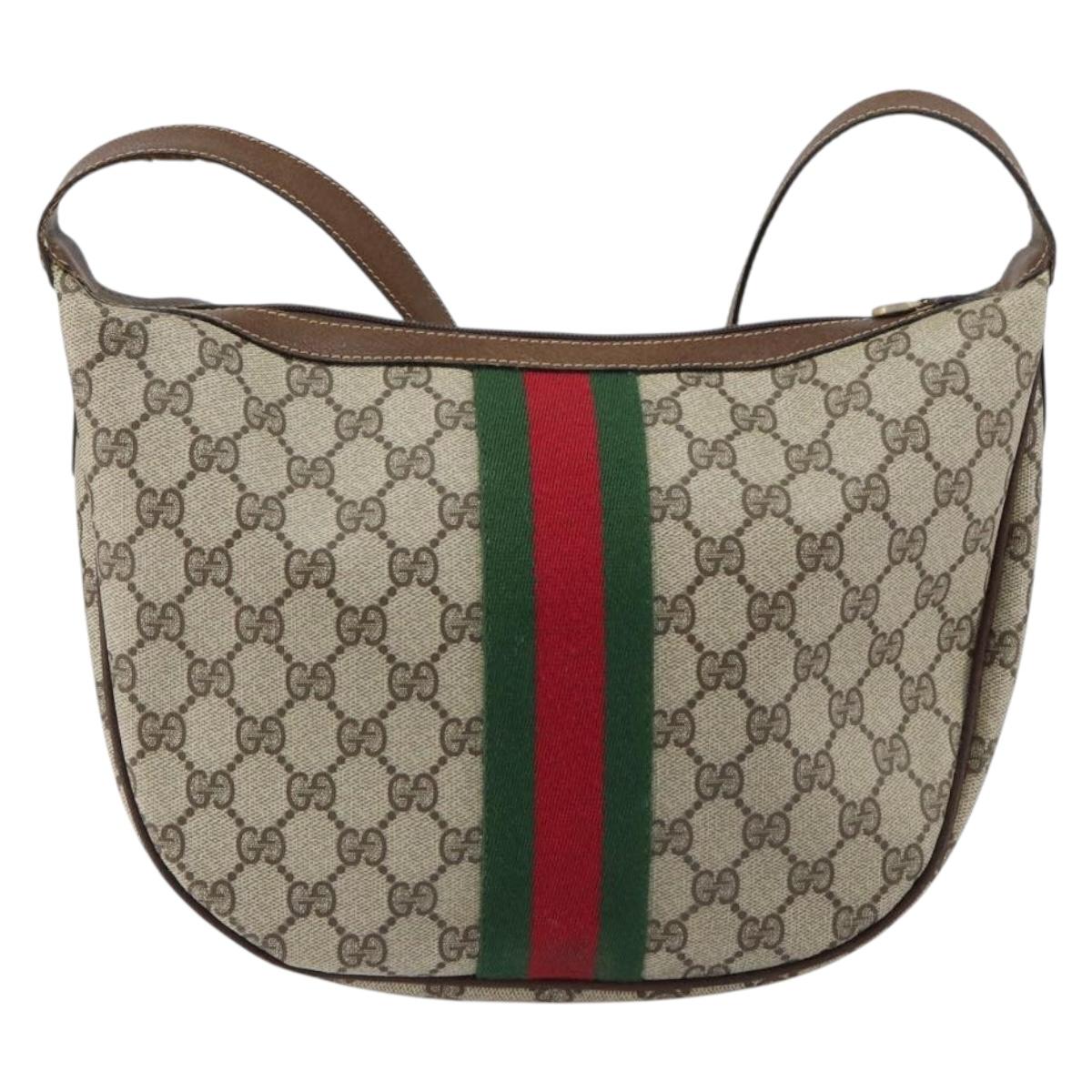 GUCCI GG Supreme Web Sherry Line Shoulder Bag PVC Beige 001 3840 5 Auth 156832