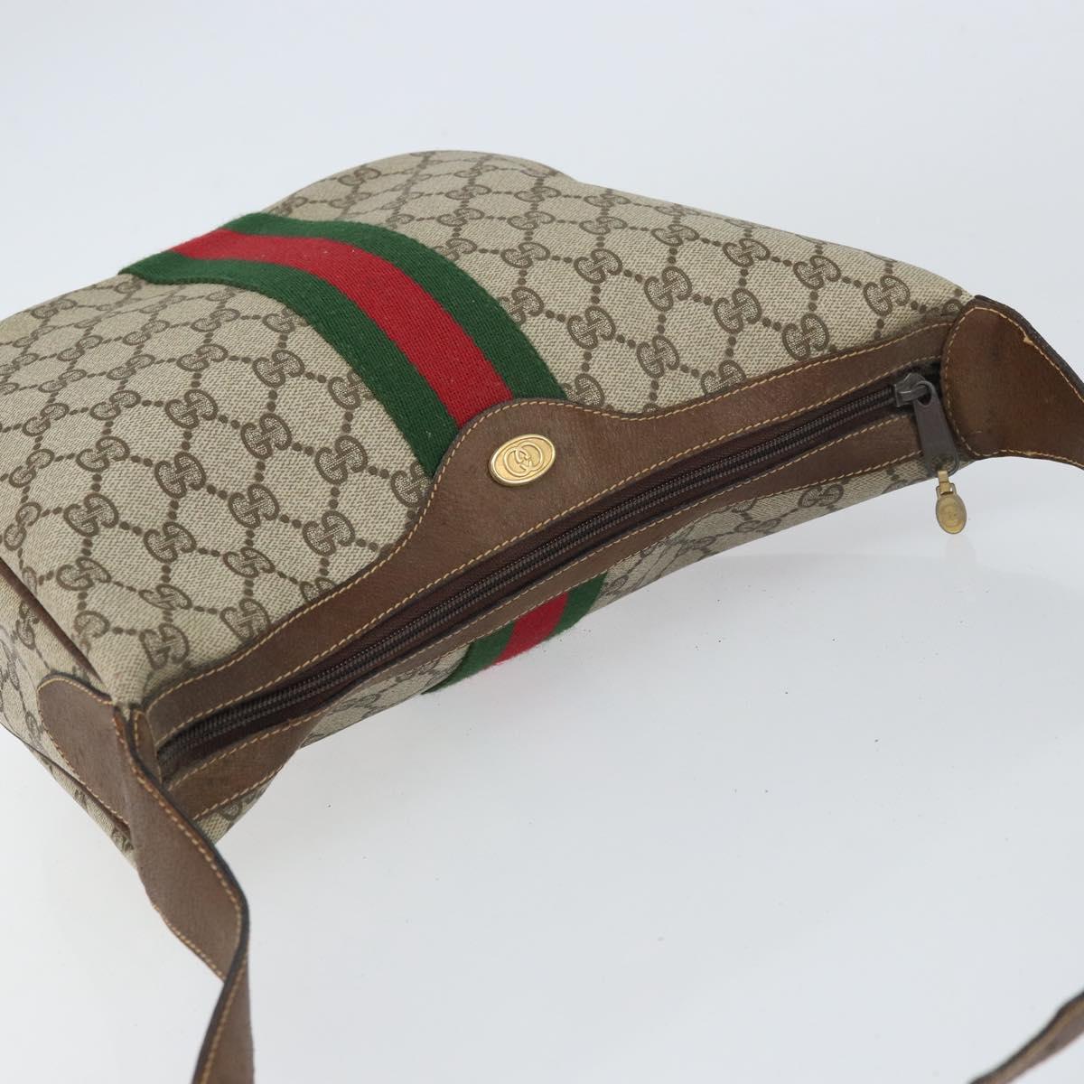 GUCCI GG Supreme Web Sherry Line Shoulder Bag PVC Beige 001 3840 5 Auth 156832