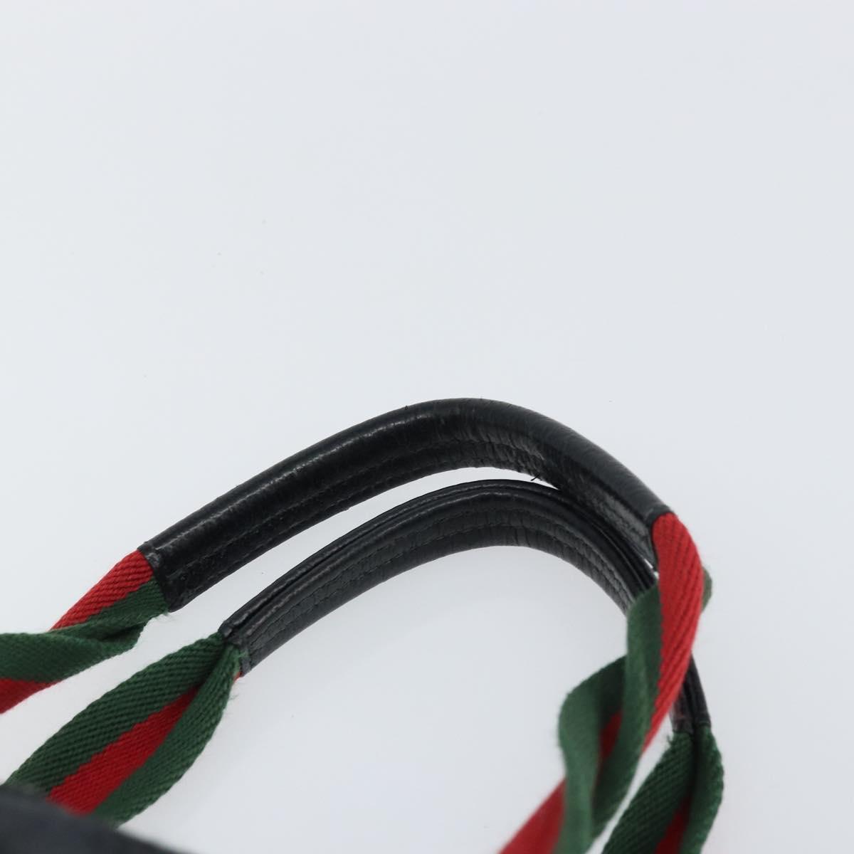 GUCCI GG Canvas Web Sherry Line Hand Bag Black Red Green Auth 156833