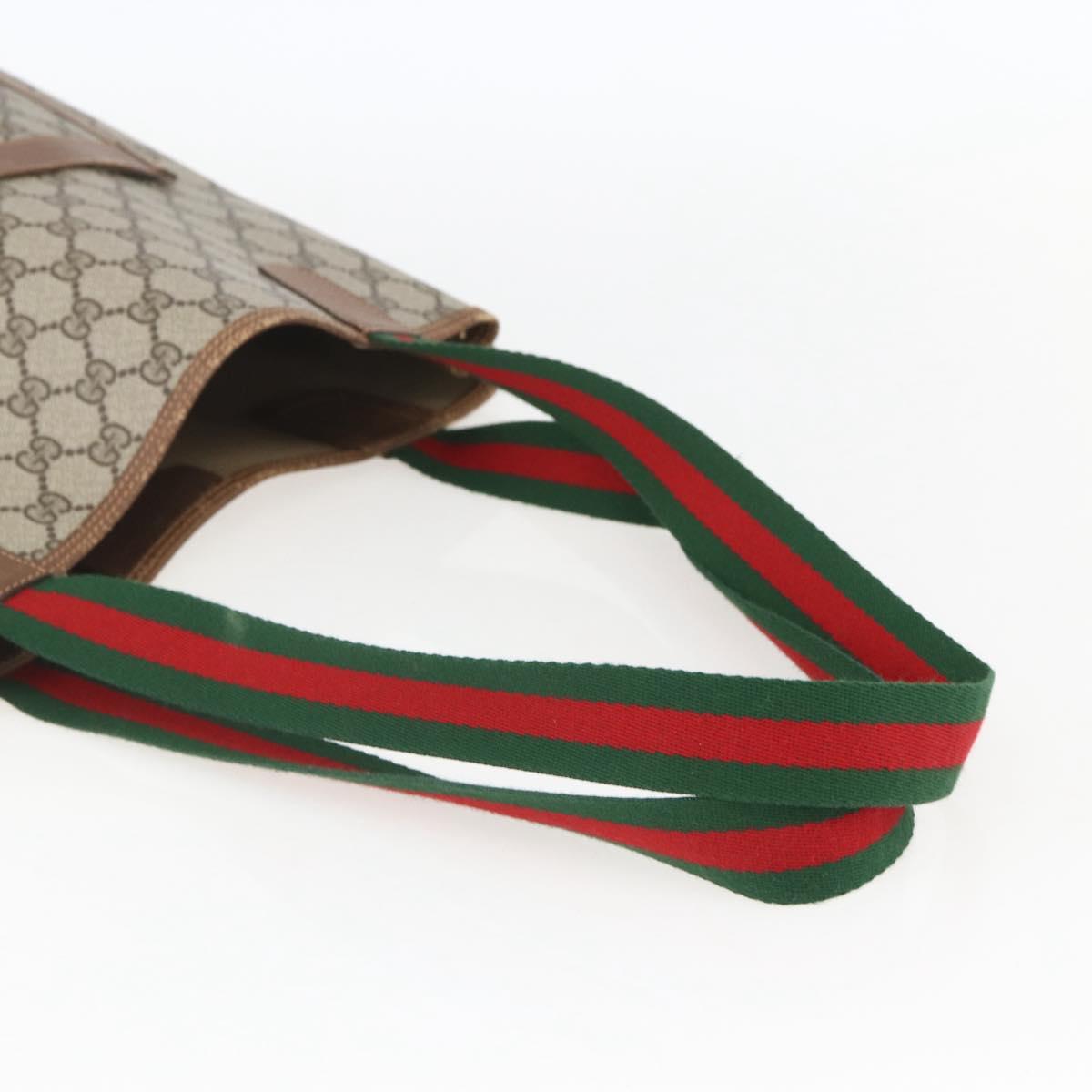 GUCCI GG Supreme Web Sherry Line Tote Bag PVC Beige Gold 89 02 003 Auth 156835