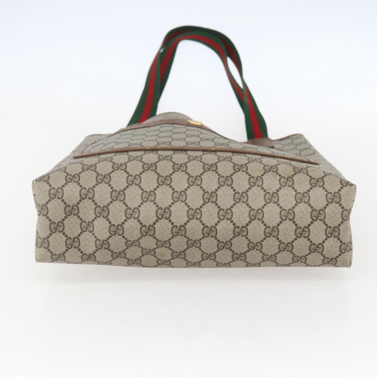 GUCCI GG Supreme Web Sherry Line Tote Bag PVC Beige Gold 89 02 003 Auth 156835