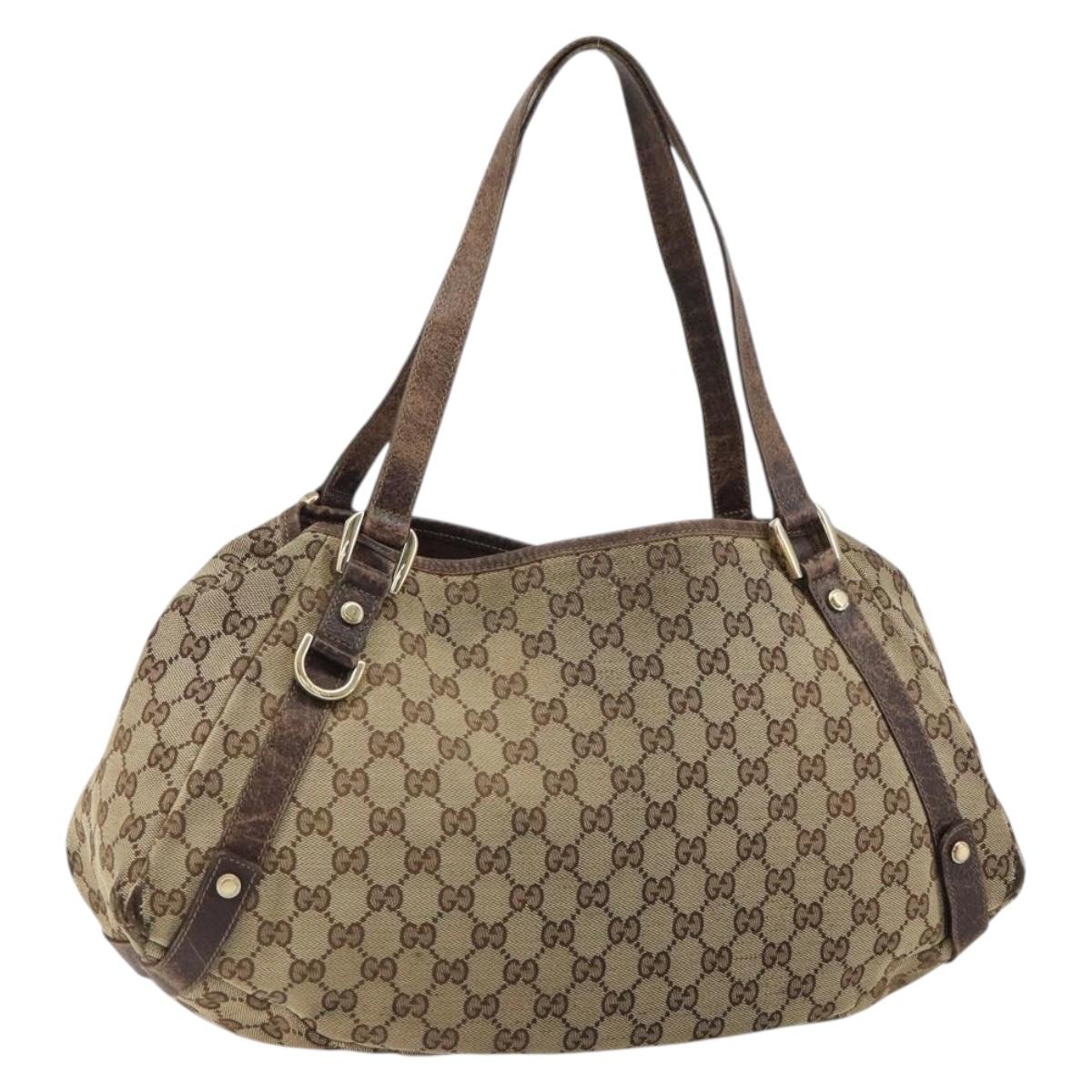 GUCCI GG Canvas Abbey Tote Bag Beige Gold 130736 Auth 156836