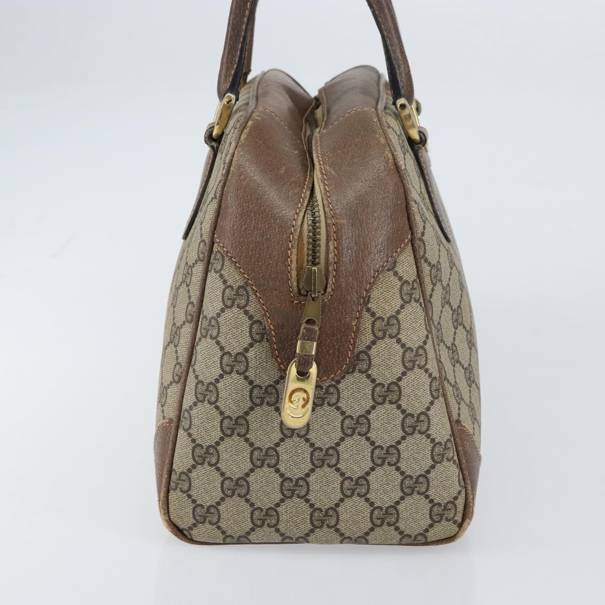 GUCCI GG Supreme Boston Bag PVC Beige Gold Auth 156838