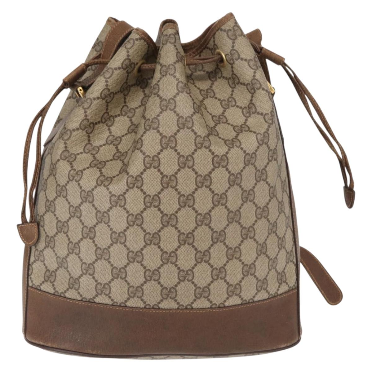 GUCCI GG Supreme Web Sherry Line Bag PVC Beige Gold 001 41 0850 Auth 156839
