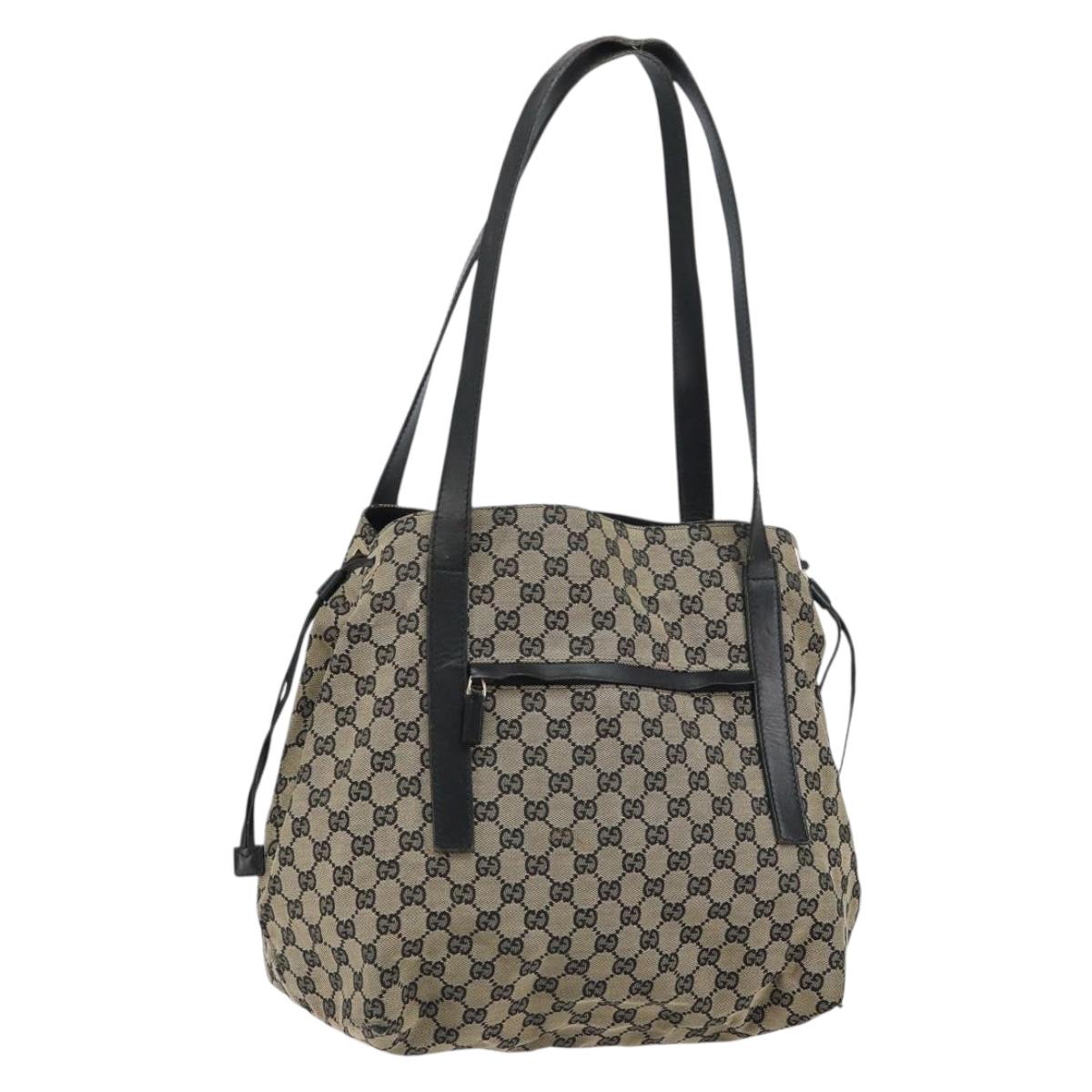 GUCCI GG Canvas Shoulder Bag Navy Gold 019 0493 1669 Auth 156841