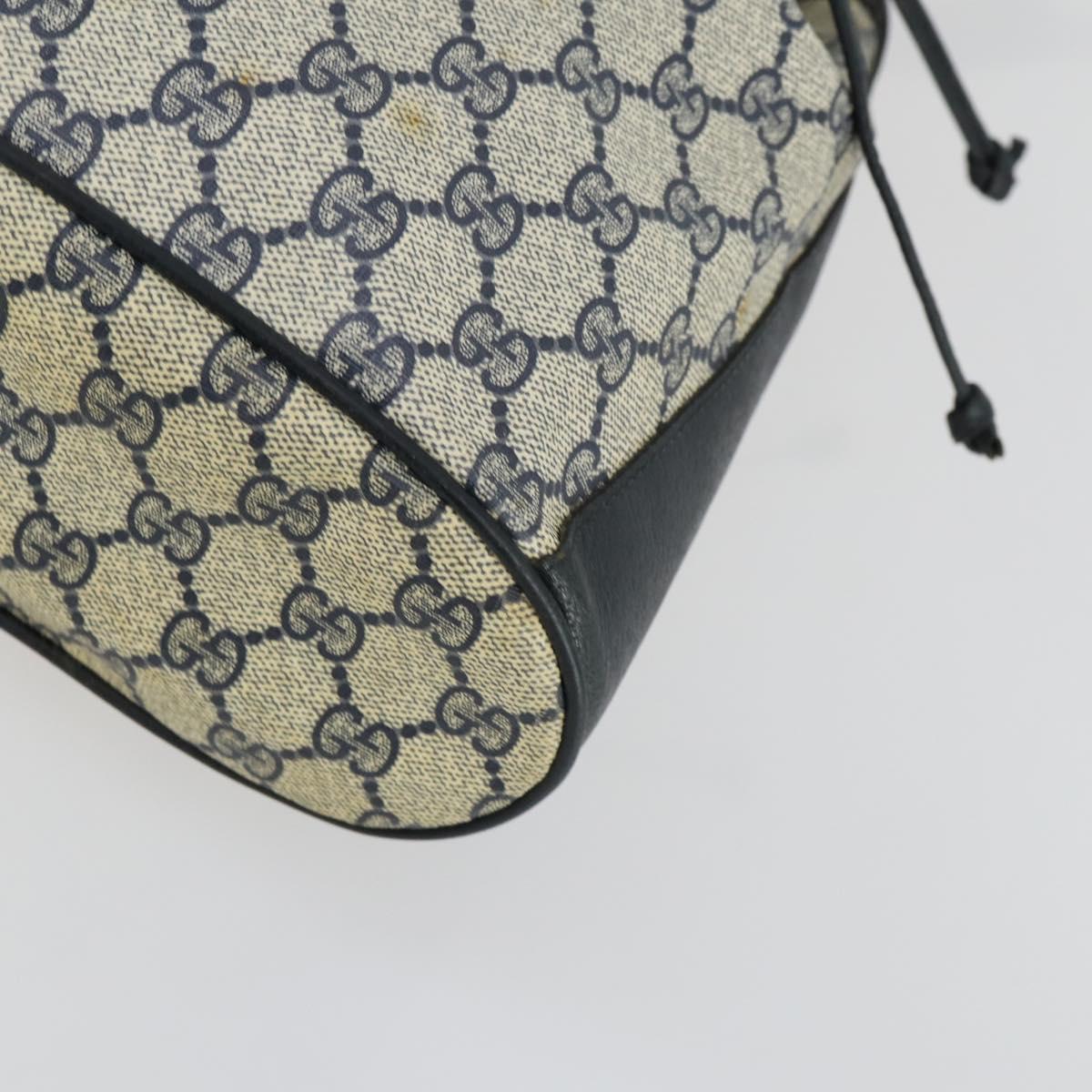 GUCCI GG Supreme Sherry Line Shoulder Bag PVC Navy Gold 41 02 034 Auth 156842
