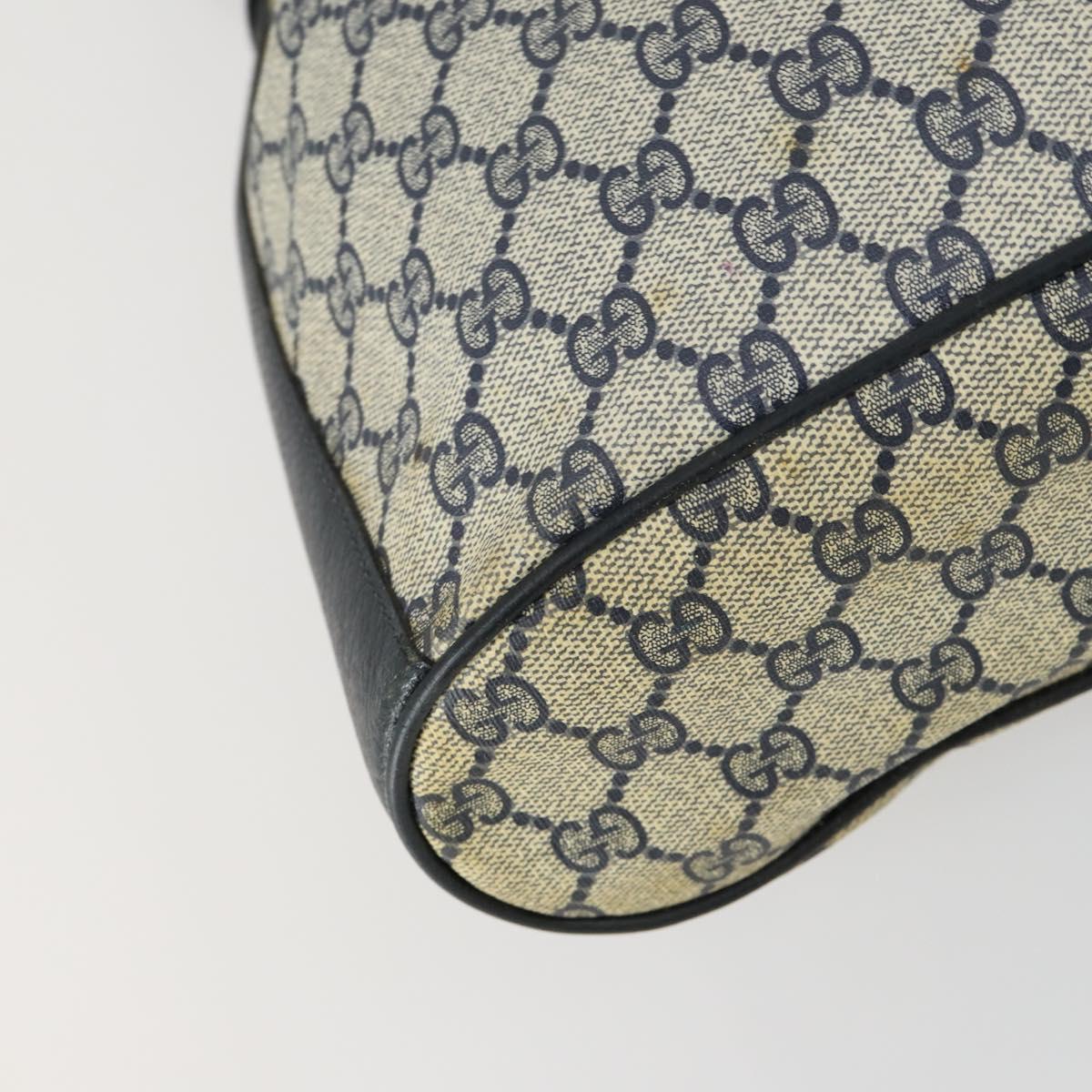 GUCCI GG Supreme Sherry Line Shoulder Bag PVC Navy Gold 41 02 034 Auth 156842