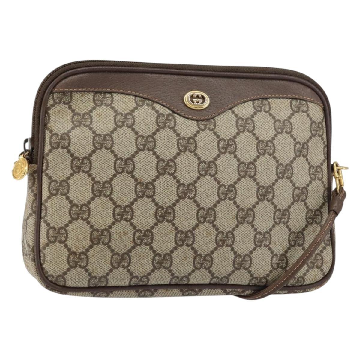 GUCCI GG Supreme Shoulder Bag PVC Beige Gold 97 02 068 Auth 156844