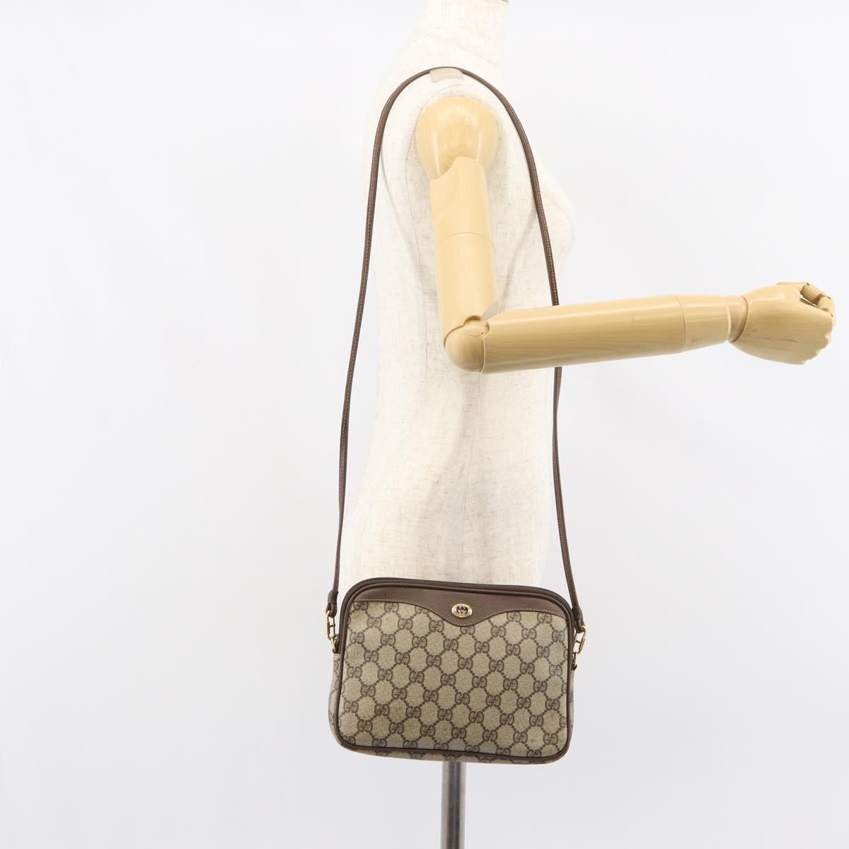 GUCCI GG Supreme Shoulder Bag PVC Beige Gold 97 02 068 Auth 156844
