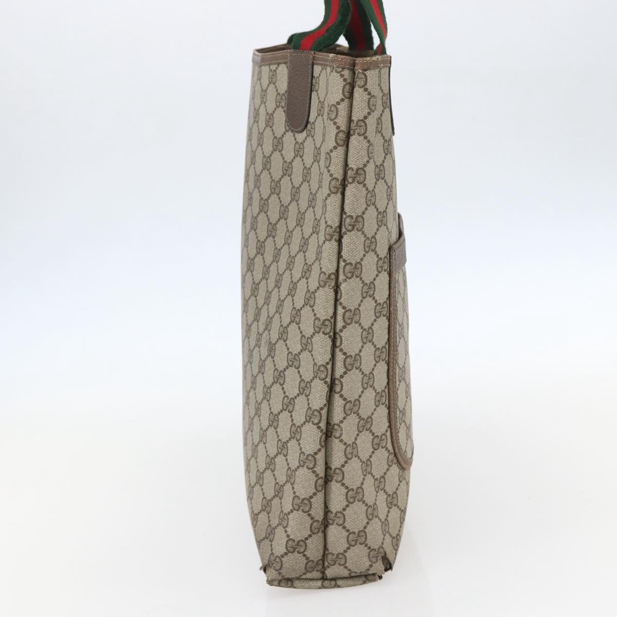 GUCCI GG Supreme Web Sherry Line Tote Bag PVC Beige Red 39 02 003 Auth 156848