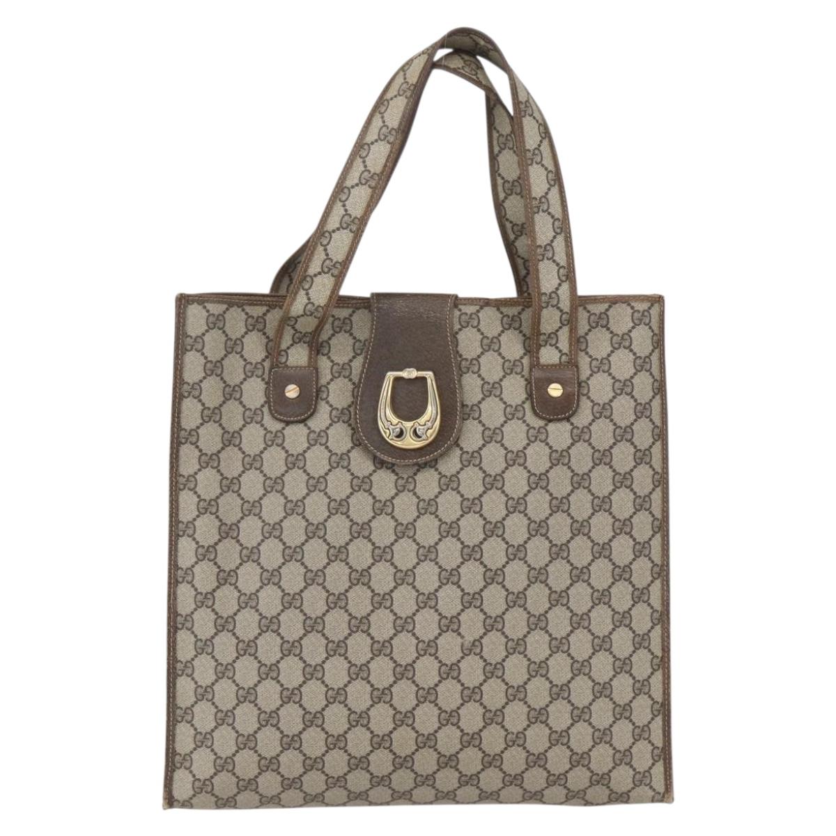 GUCCI GG Supreme Tote Bag PVC Beige Auth 156849