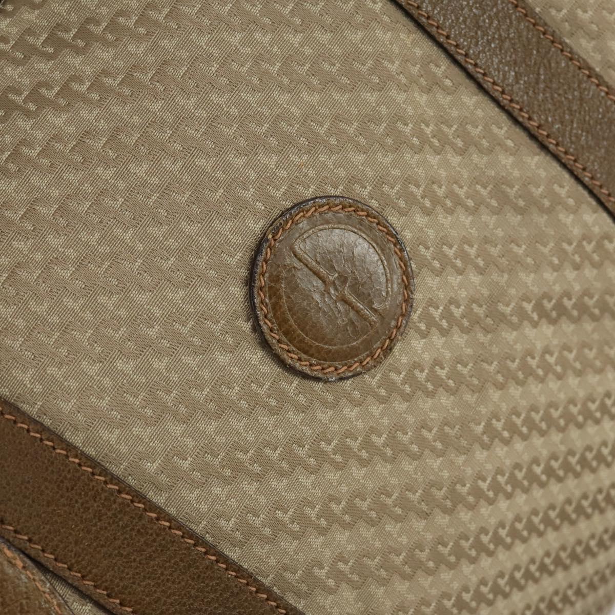 GUCCI Boston Bag Canvas 2way Beige Gold Auth 156852