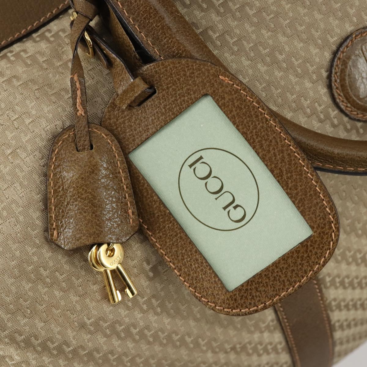 GUCCI Boston Bag Canvas 2way Beige Gold Auth 156852