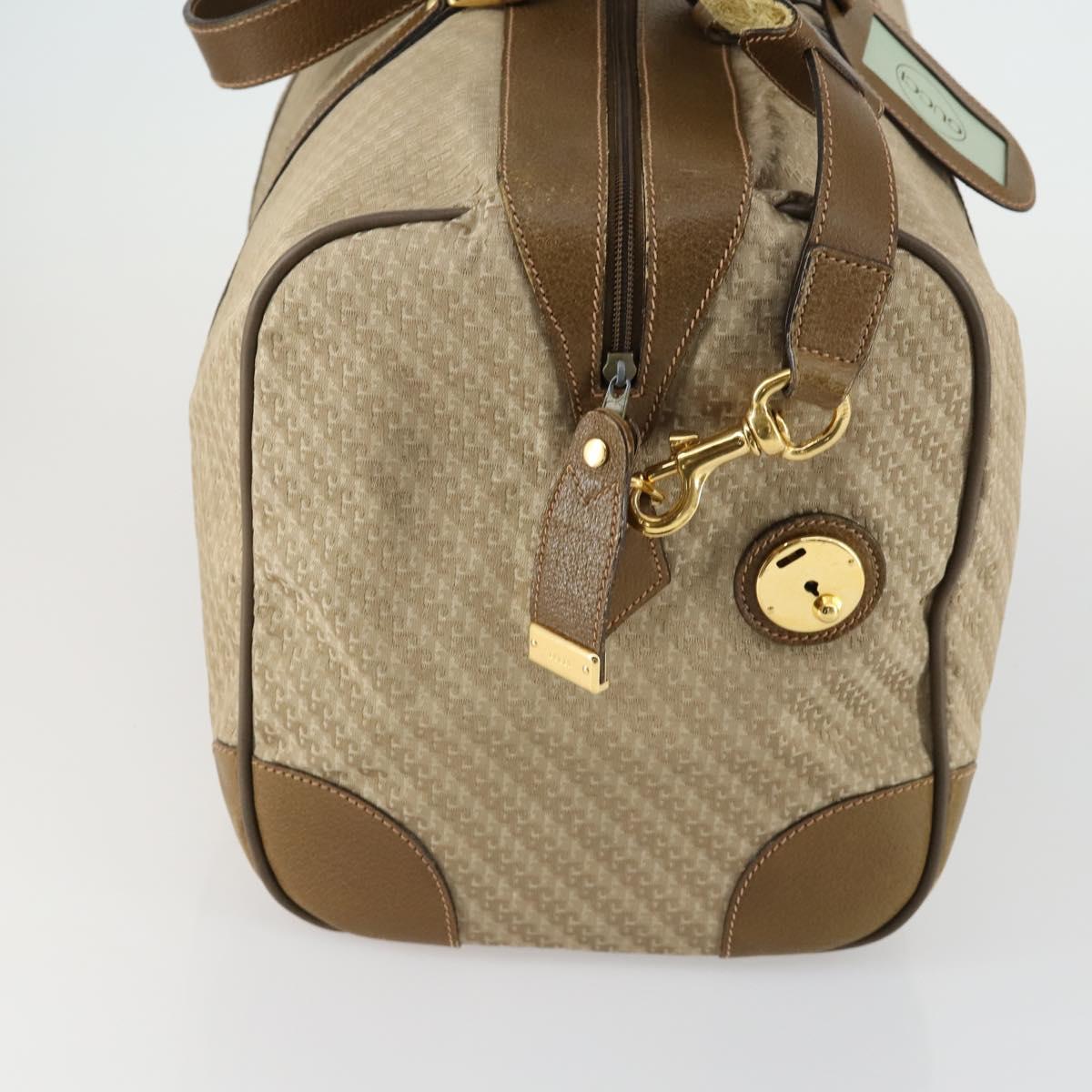 GUCCI Boston Bag Canvas 2way Beige Gold Auth 156852