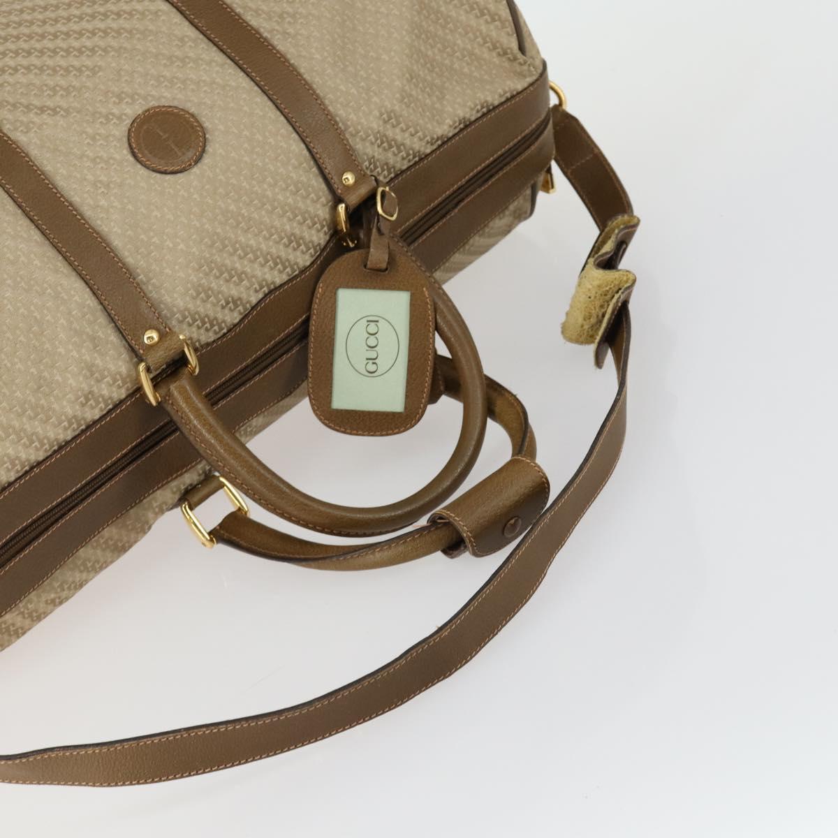 GUCCI Boston Bag Canvas 2way Beige Gold Auth 156852