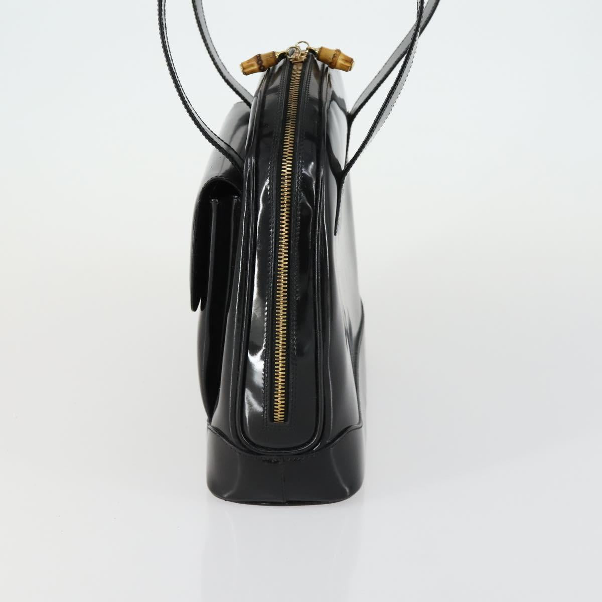 GUCCI Shoulder Bag Enamel Black Gold 001 1075 1650 0 Auth 156856