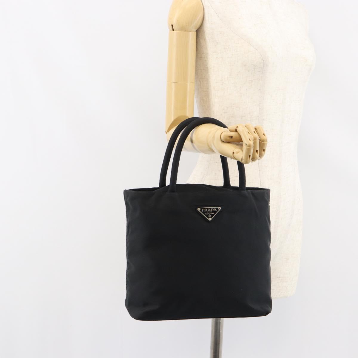 PRADA Hand Bag Nylon Black Auth 156858