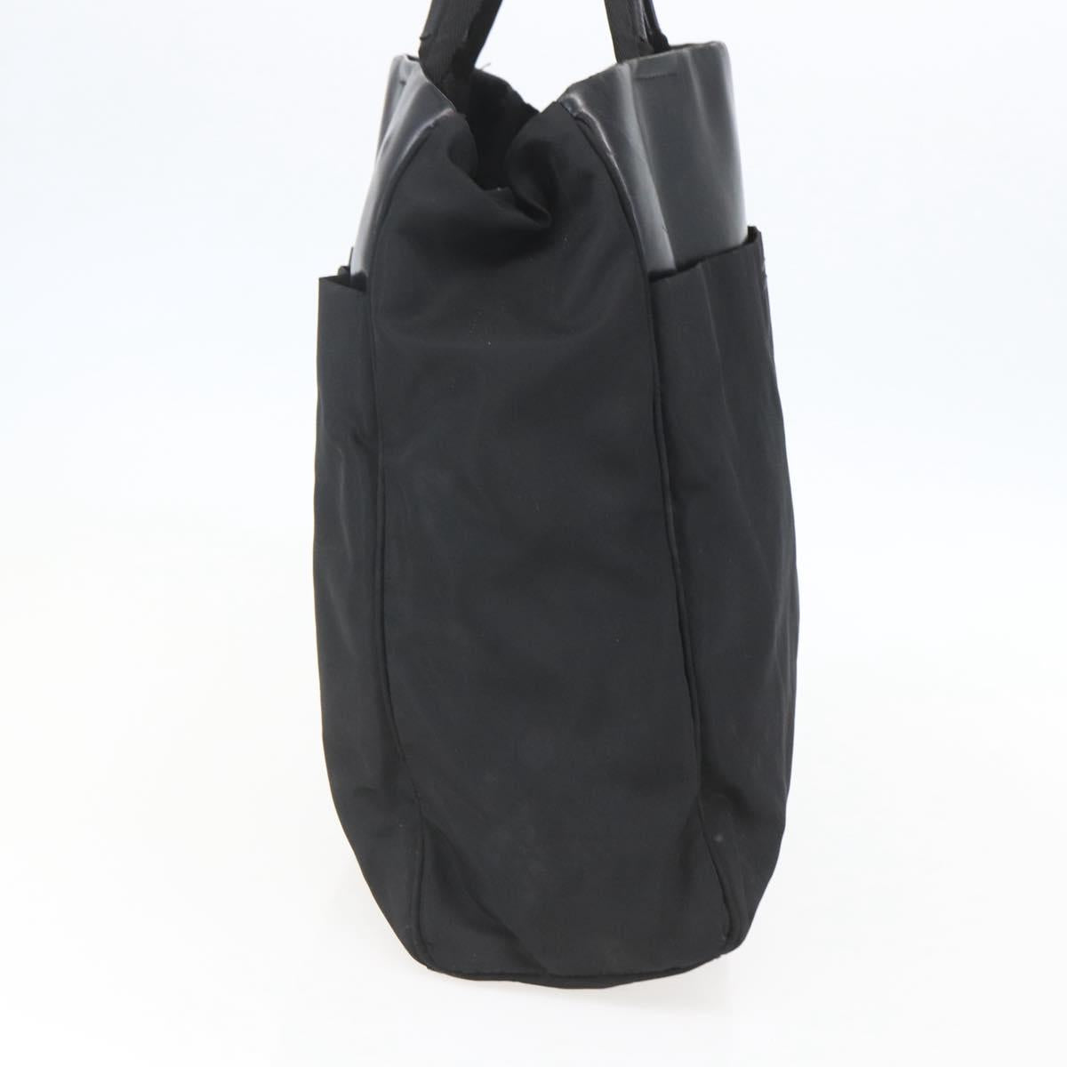 PRADA Tote Bag Nylon Leather Black Auth 156859
