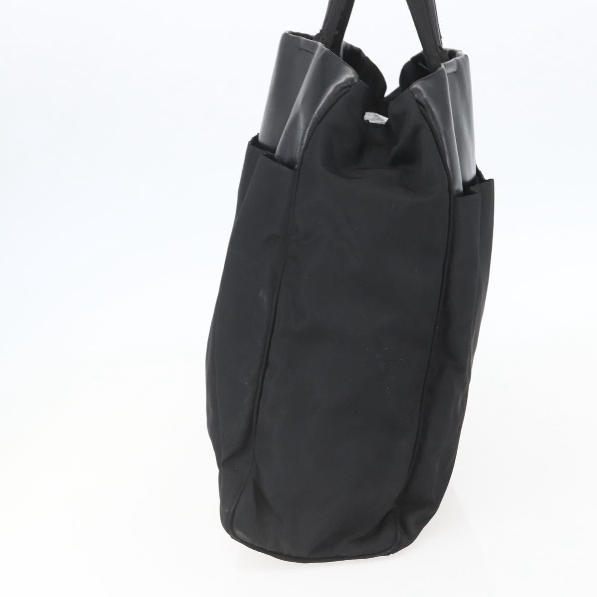 PRADA Tote Bag Nylon Leather Black Auth 156859