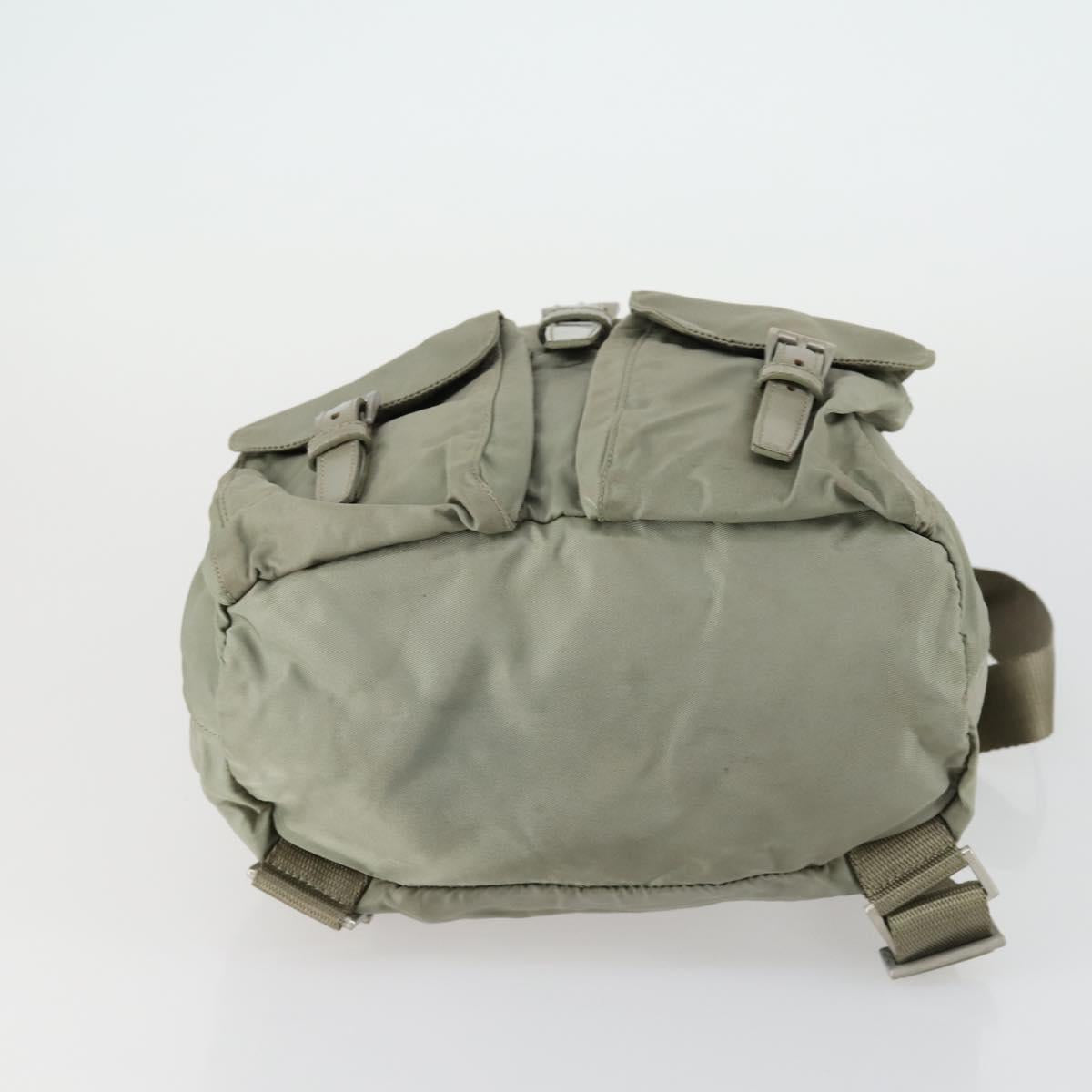 PRADA Backpack Nylon Beige Silver Auth 156861