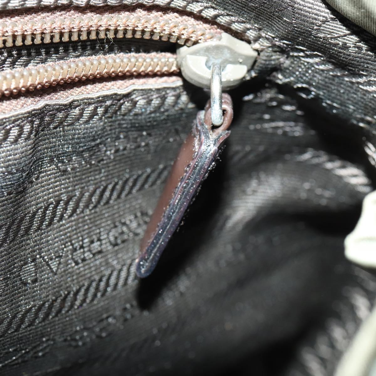 PRADA Backpack Nylon Beige Silver Auth 156861