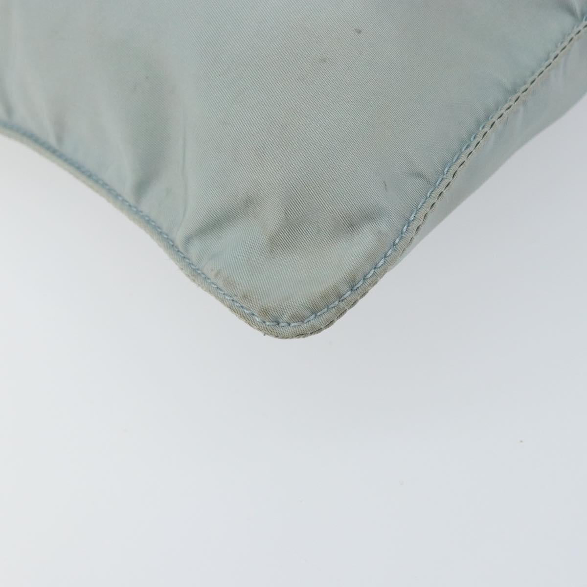 PRADA Shoulder Bag Nylon Light Blue Silver Auth 156862