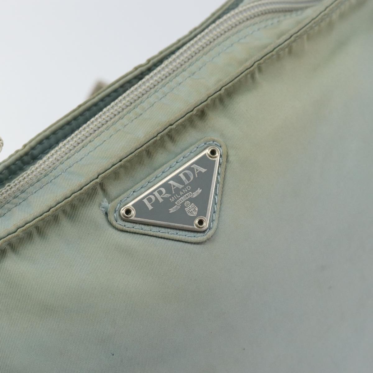 PRADA Shoulder Bag Nylon Light Blue Silver Auth 156862