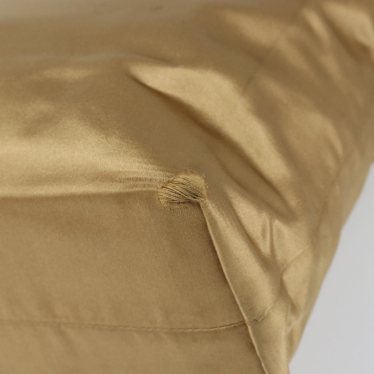 PRADA Tote Bag Satin Beige Silver Auth 156863