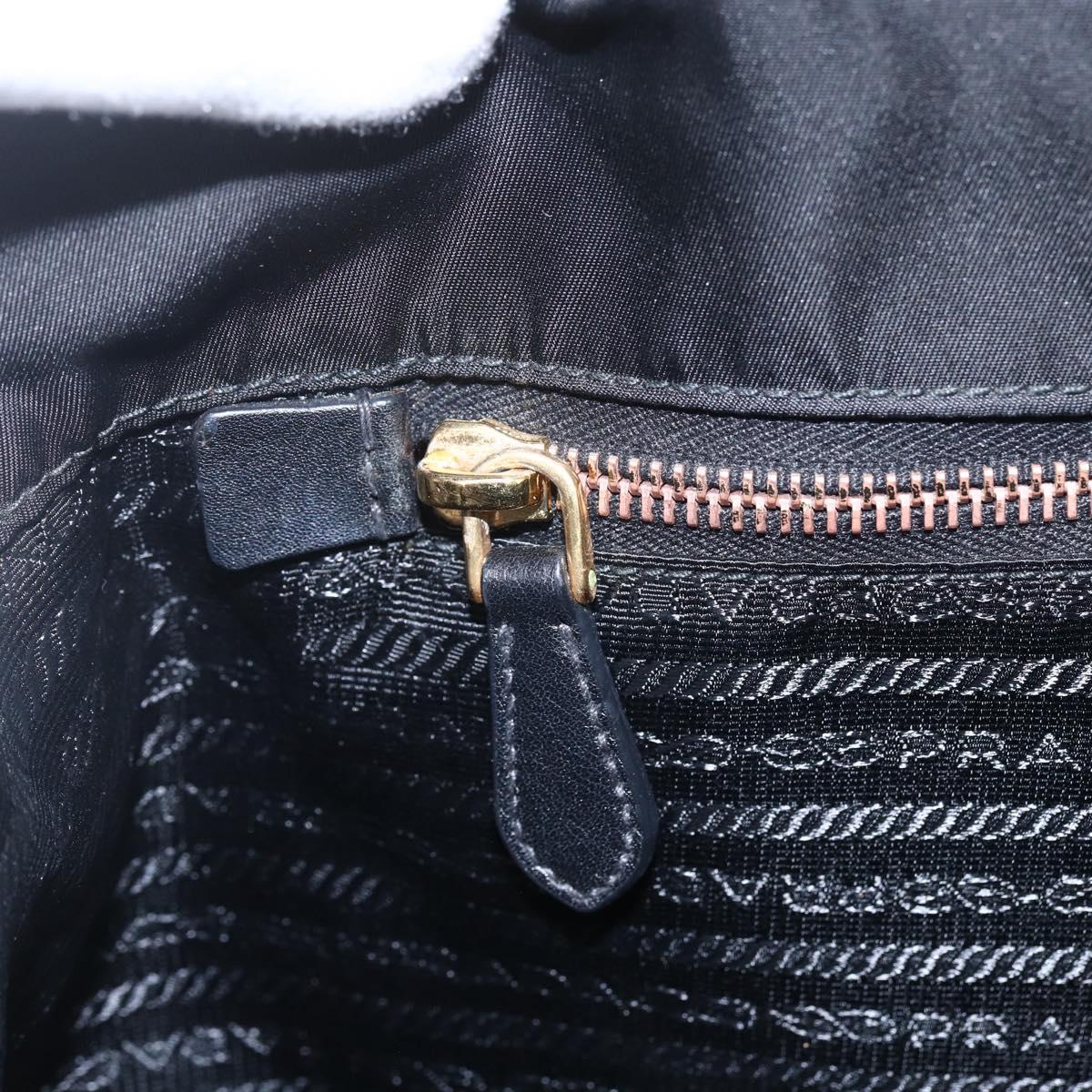 PRADA Tote Bag Nylon Black Gold Auth 156867V