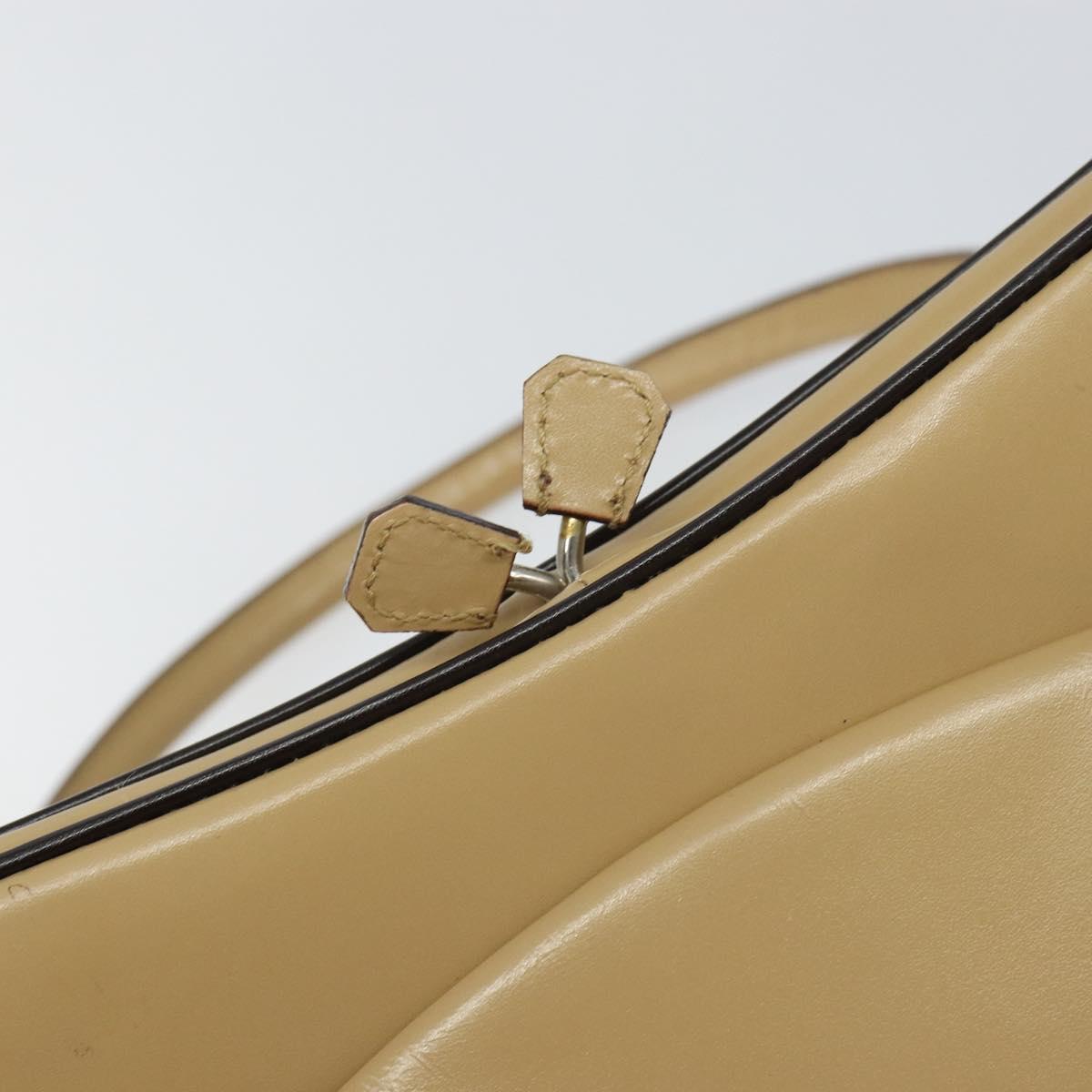 PRADA Hand Bag Leather Beige Silver Auth 156868