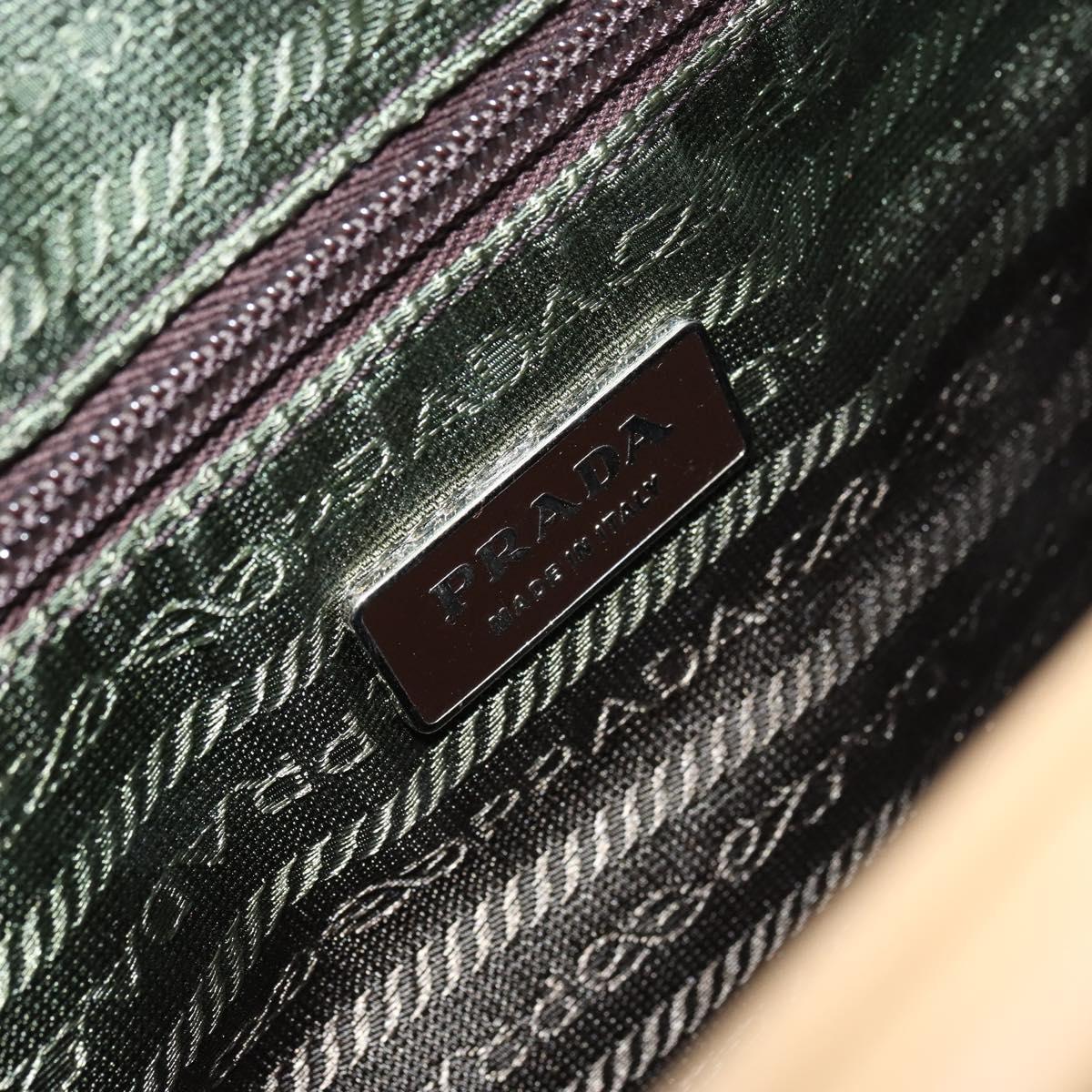 PRADA Hand Bag Leather Beige Silver Auth 156868