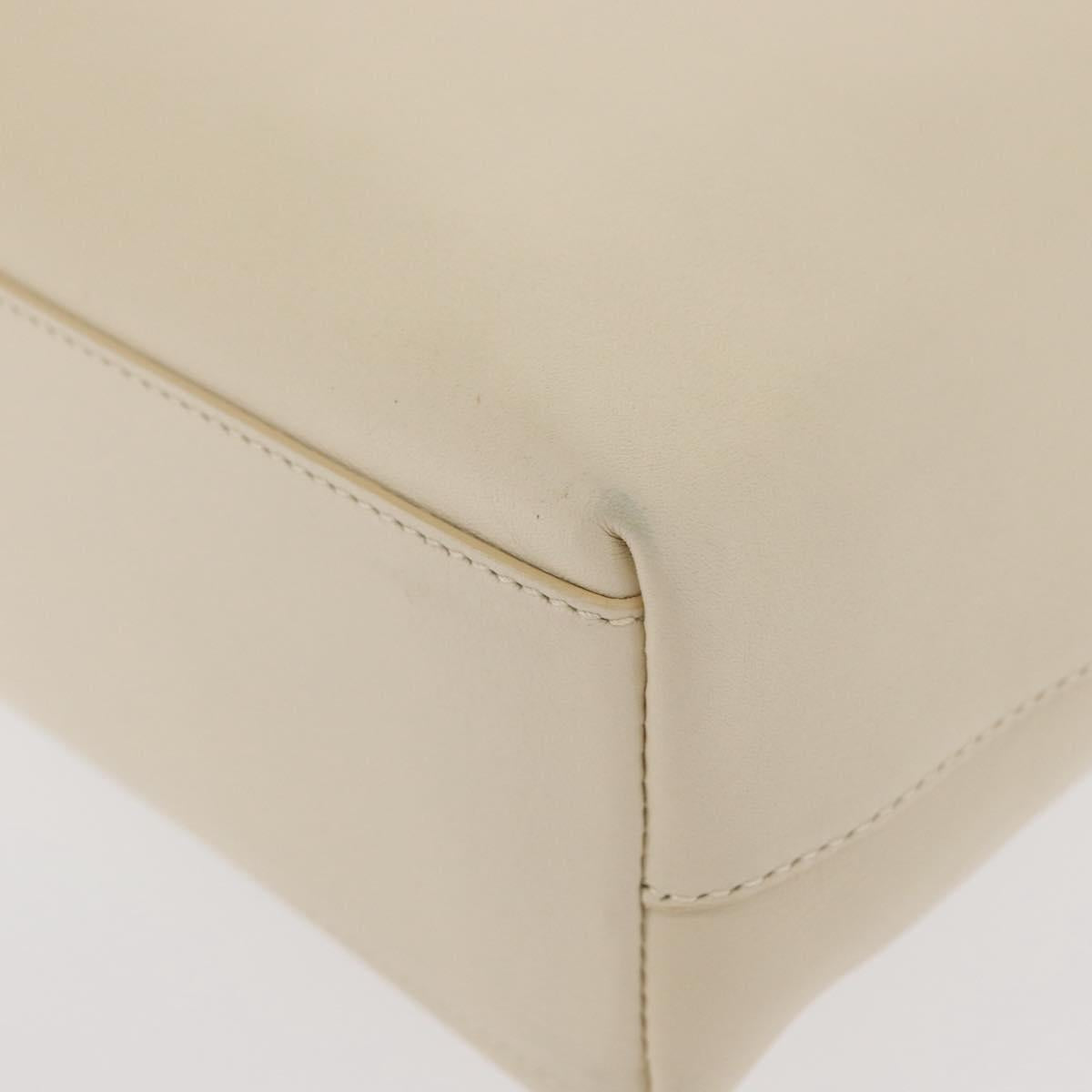 PRADA Hand Bag Leather White Auth 156869