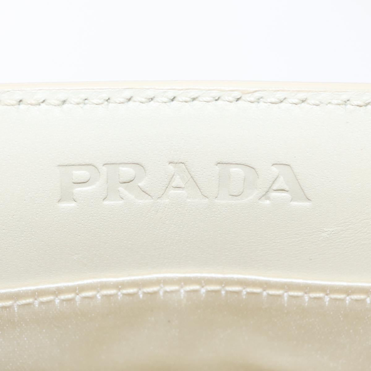 PRADA Hand Bag Leather White Auth 156869