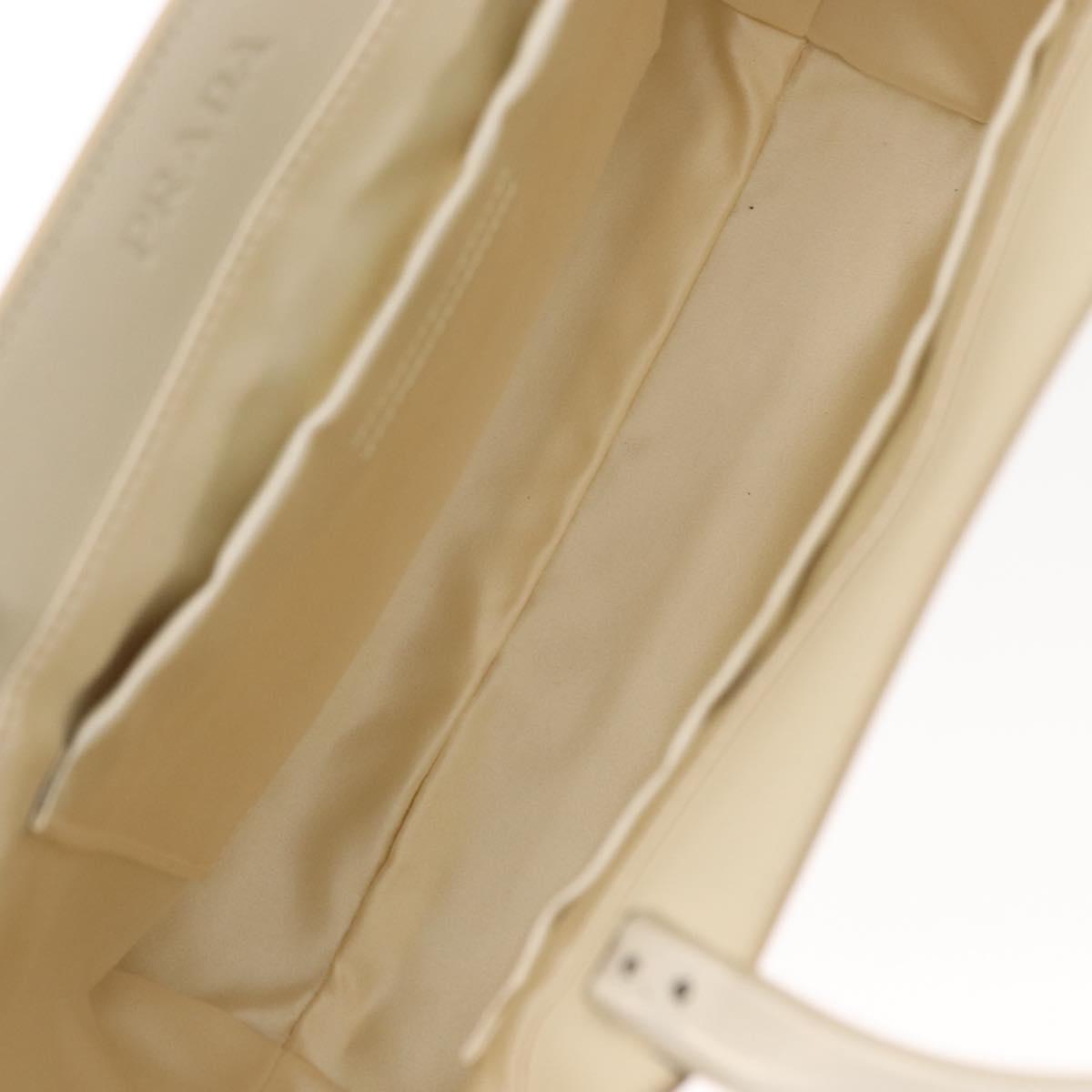 PRADA Hand Bag Leather White Auth 156869
