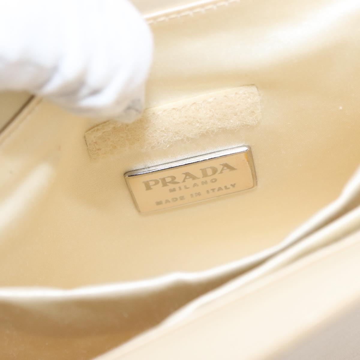 PRADA Hand Bag Leather White Auth 156869