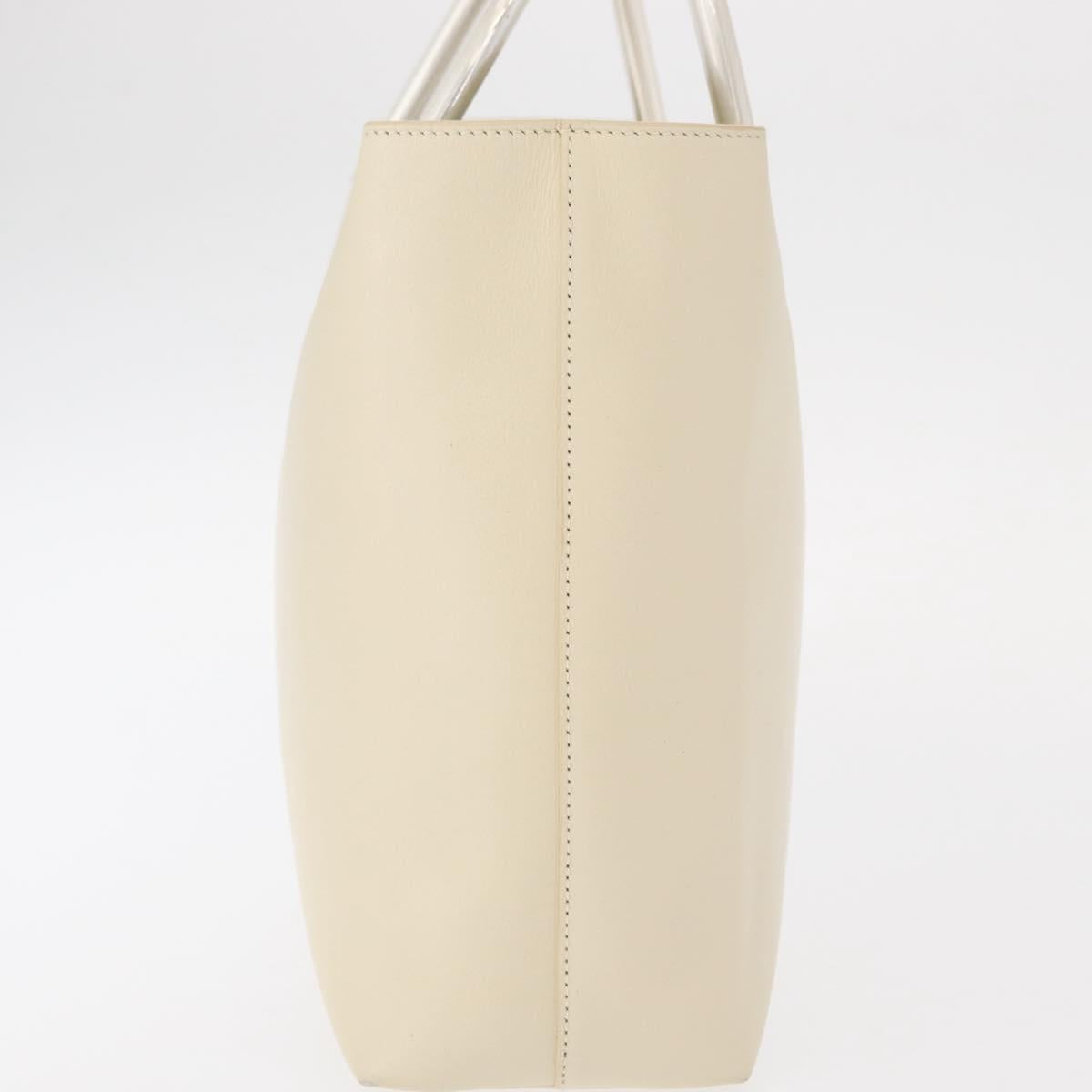 PRADA Hand Bag Leather White Auth 156869