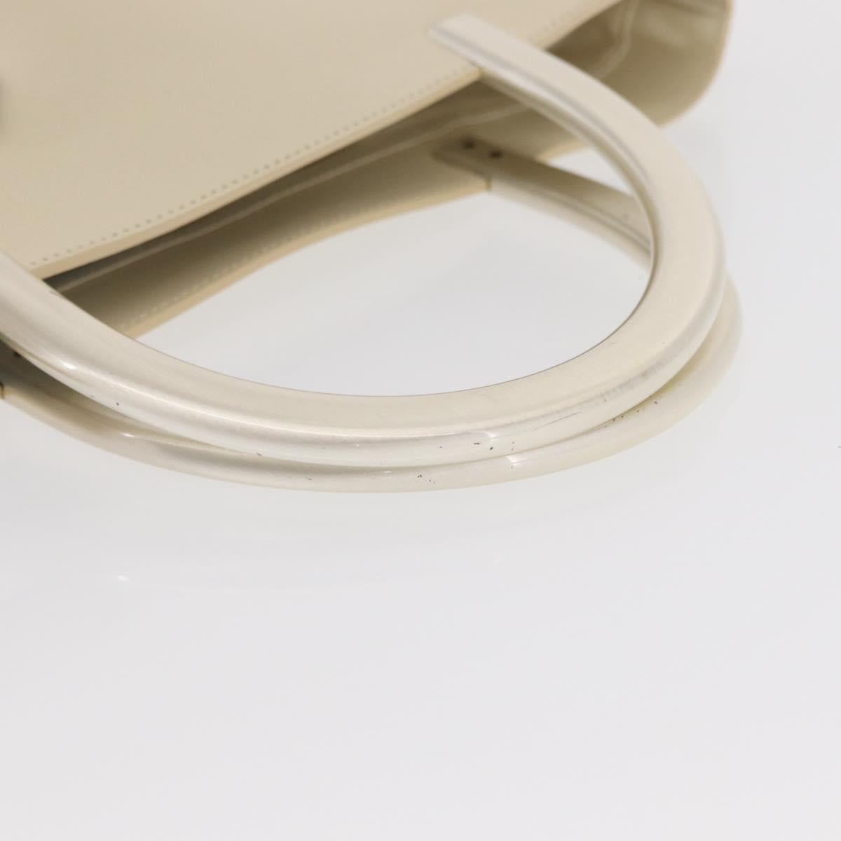 PRADA Hand Bag Leather White Auth 156869