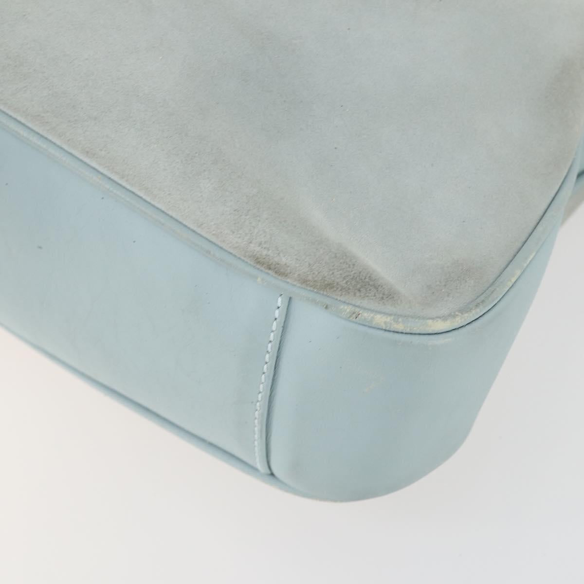 GUCCI Bamboo Hand Bag Suede 2way Light Blue Gold 001 1638 2615 Auth 156879